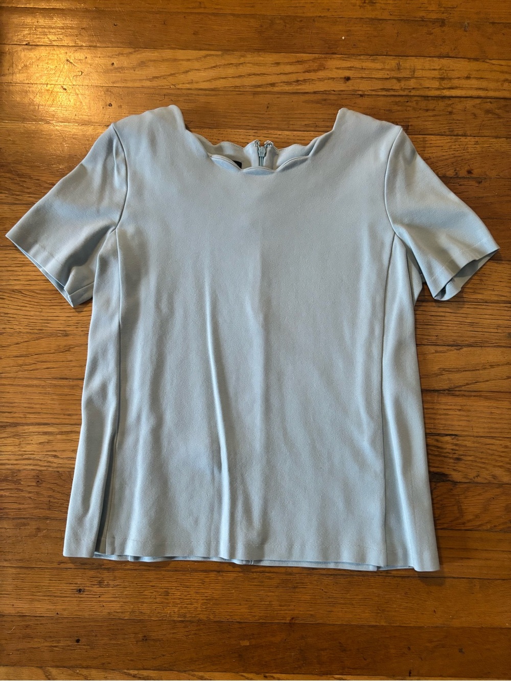 Light Blue Talbots Top with Scalloped Neck Detail